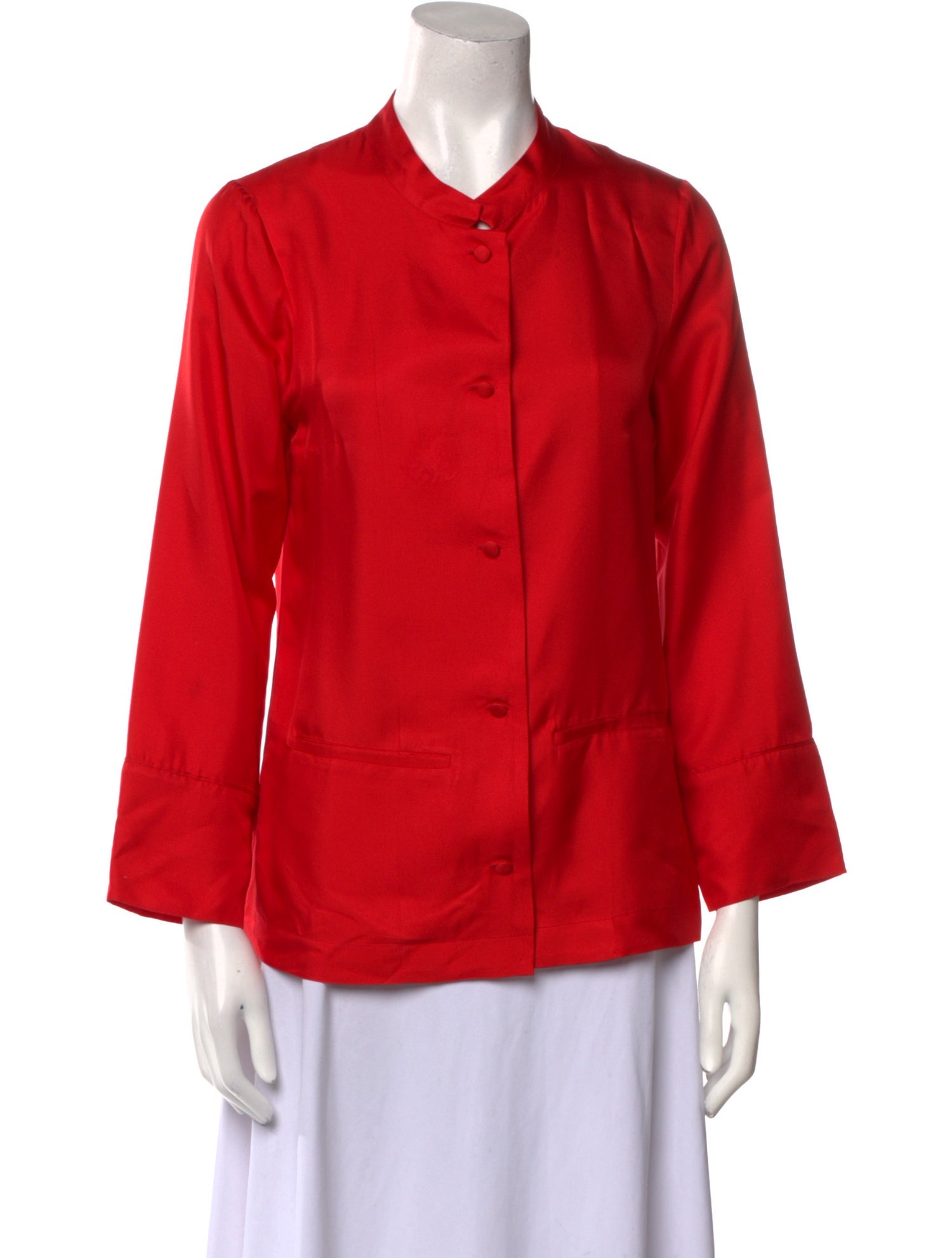 Deitas Silk Three-Quarter Sleeve Button-Up Top