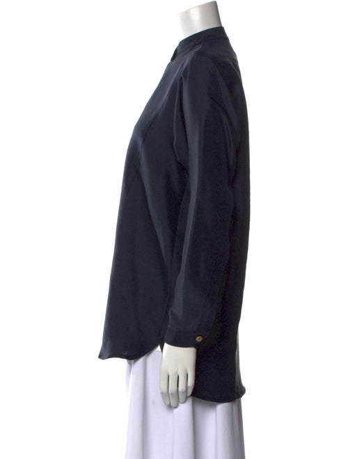 Delfina Balda Mock Neck Long Sleeve Button-Up Top