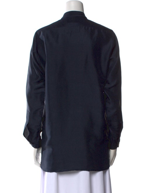 Delfina Balda Mock Neck Long Sleeve Button-Up Top