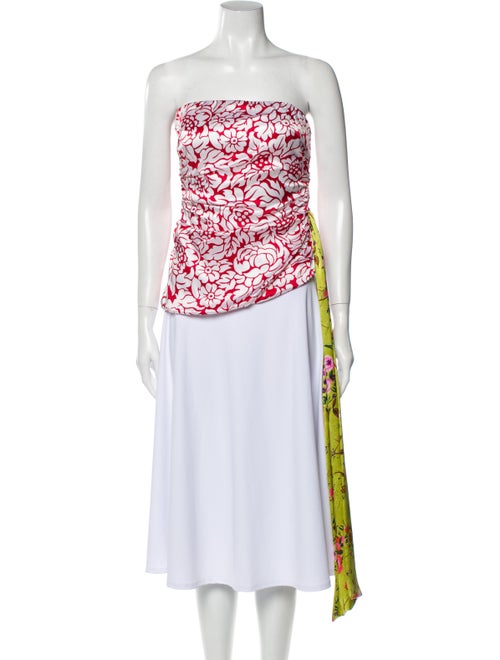 Delfi Collective Floral Print Strapless Top Red