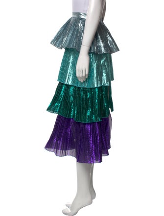 Delfi Collective Colorblock Pattern Midi Length Skirt