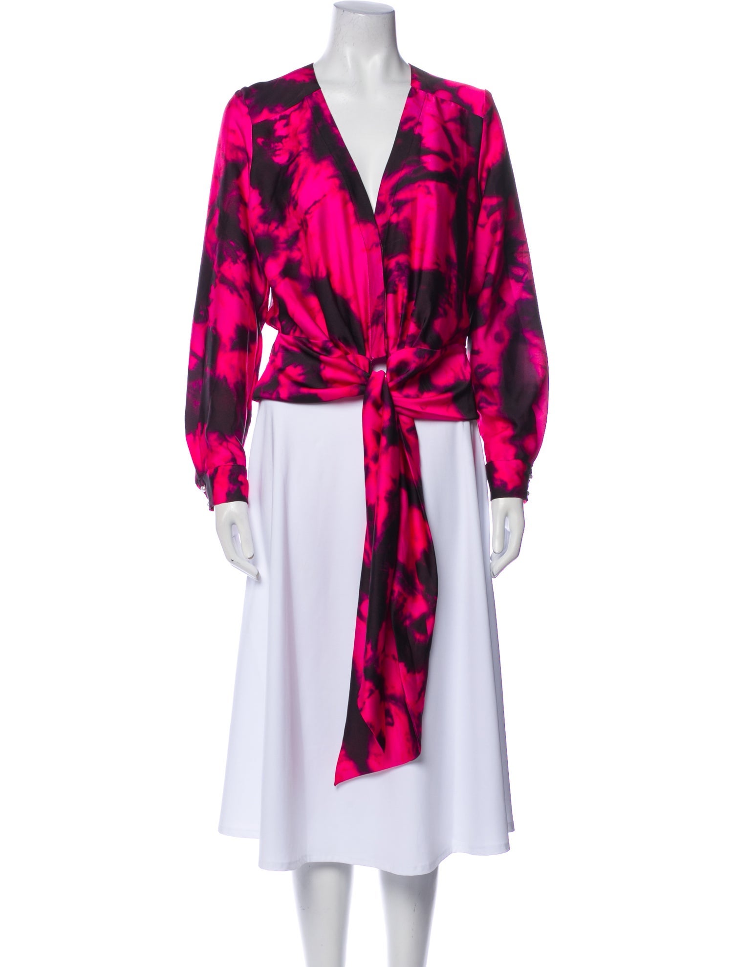 Delfi Collective Tie-Dye Print V-Neck Blouse