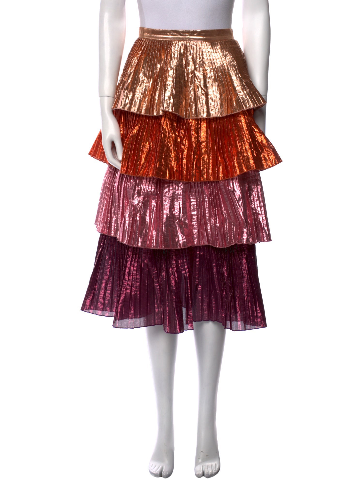 Delfi Collective Colorblock Pattern Midi Length Skirt