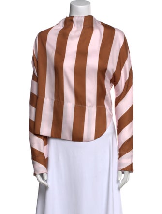 Delfi Collective Striped Mock Neck Blouse