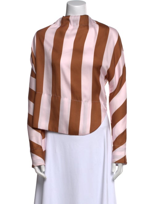 Delfi Collective Striped Mock Neck Blouse