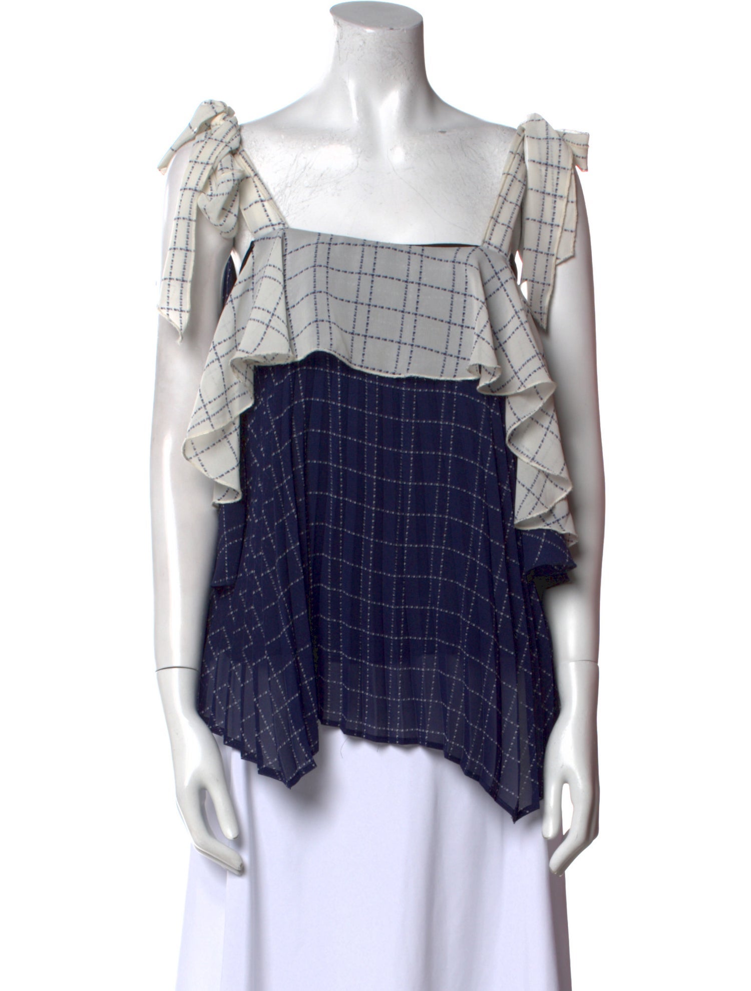 Delfi Collective Plaid Print Square Neckline Blouse