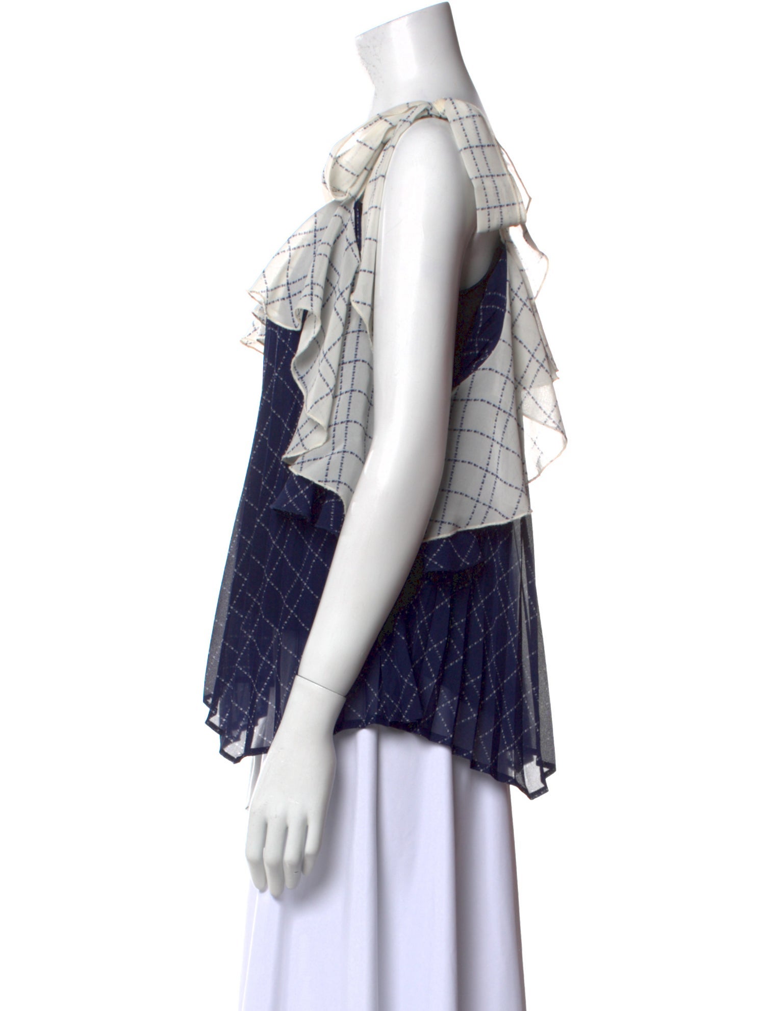 Delfi Collective Plaid Print Square Neckline Blouse