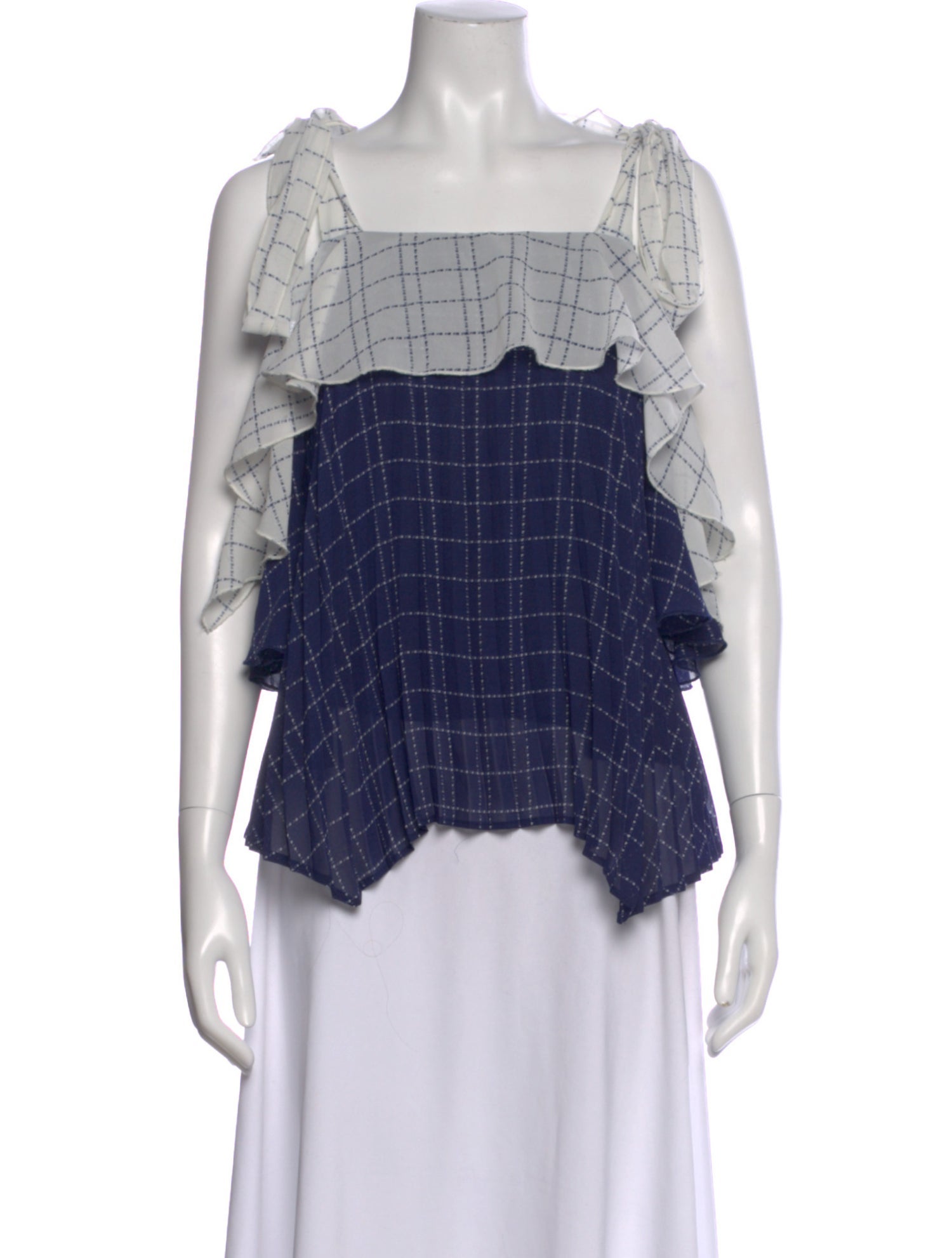 Delfi Collective Plaid Print Square Neckline Blouse