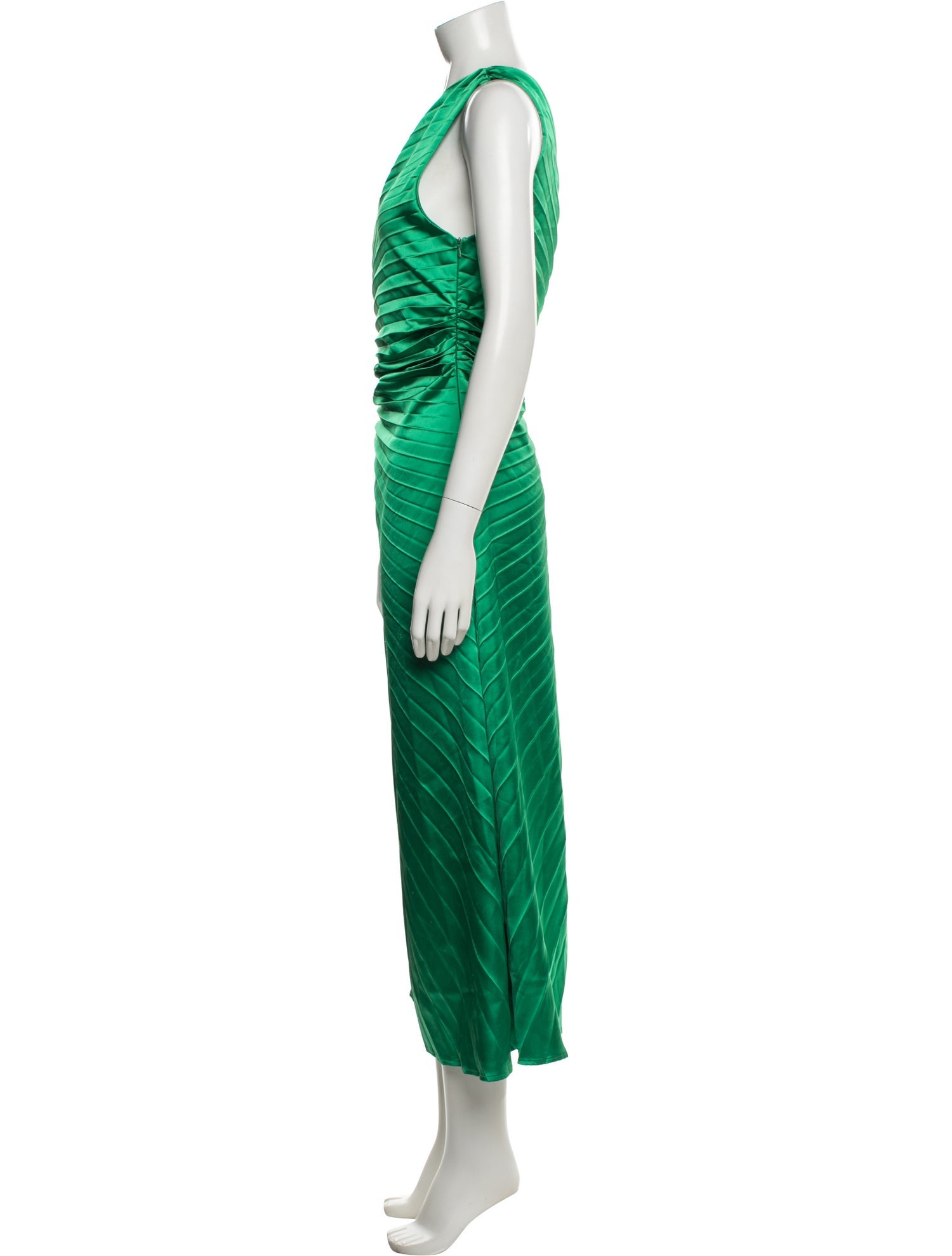 delfi green dress One-Shoulder Midi Length FALL7.30