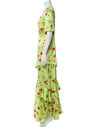 De La Vali Floral Print Long Dress