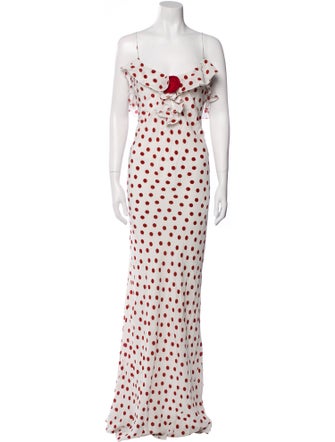 De La Vali Polka Dot Print Long Dress w/ Tags