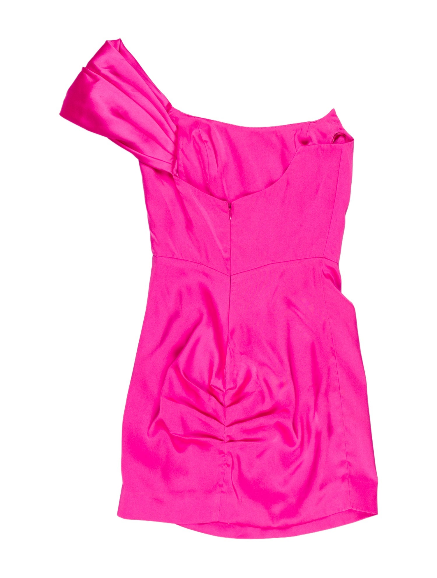 de la vali pink dress De La Vali Clara Gathered Satin-twill Maxi Dress In Bright Pink