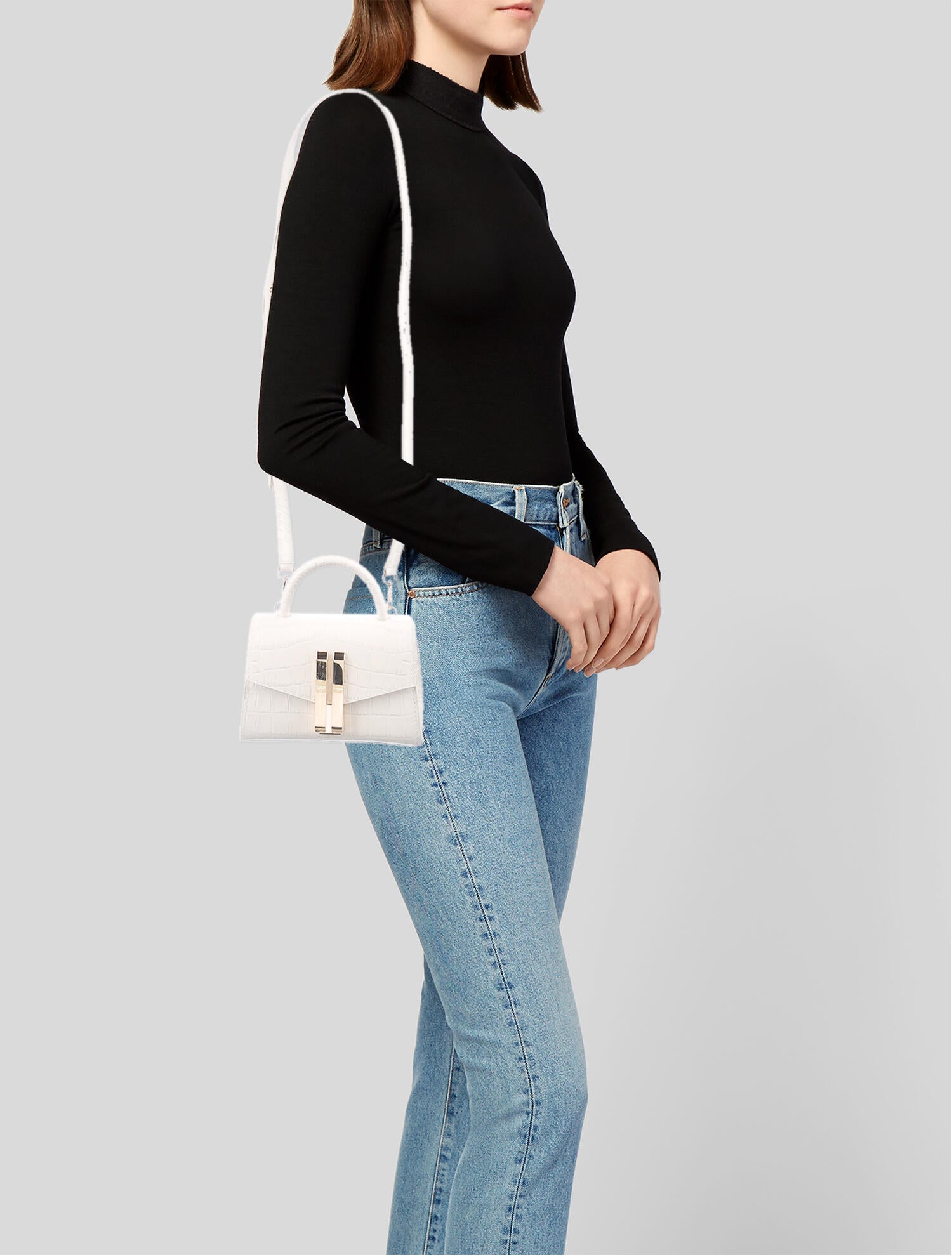 DeMellier Nano Montreal Embossed Leather Bag - White Satchels