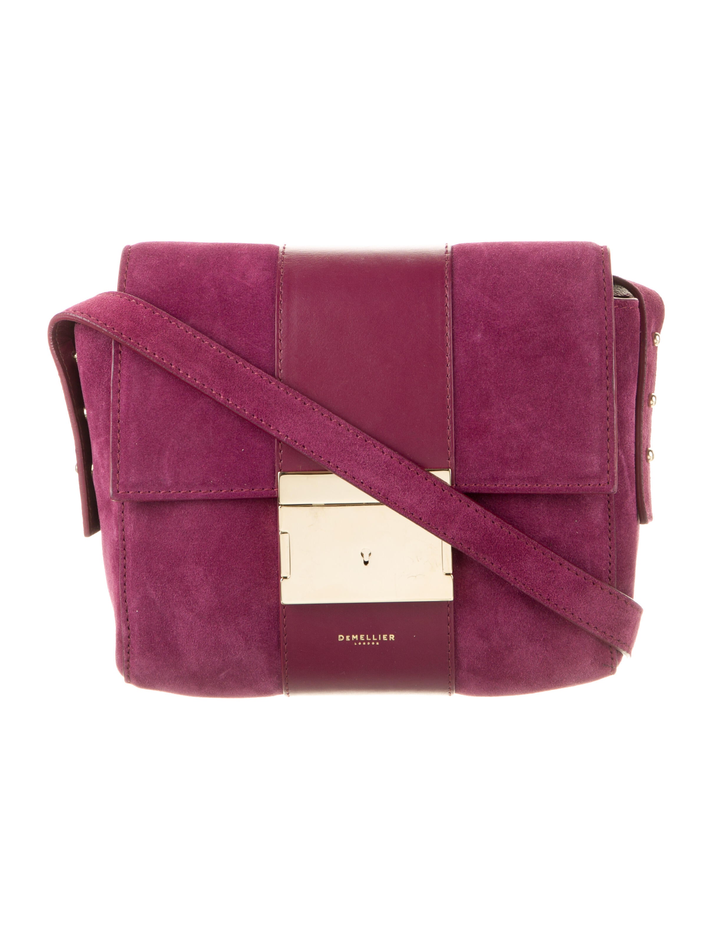DeMellier Pebbled Leather Shoulder Bag Burgundy Crossbody Bags Handbags WDEME20456 The