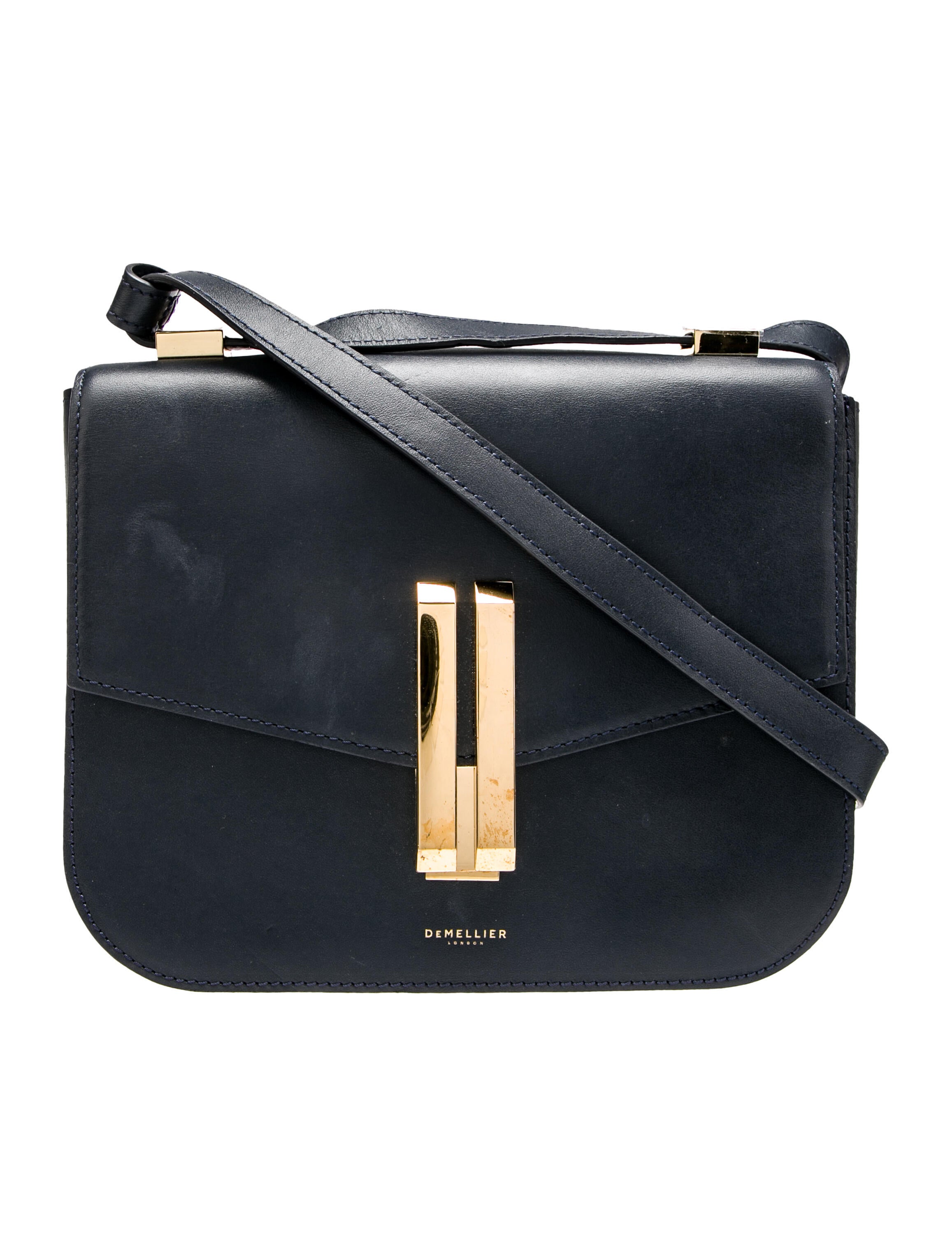 DeMellier Flap Top Leather Shoulder Bag Blue Shoulder Bags, Handbags