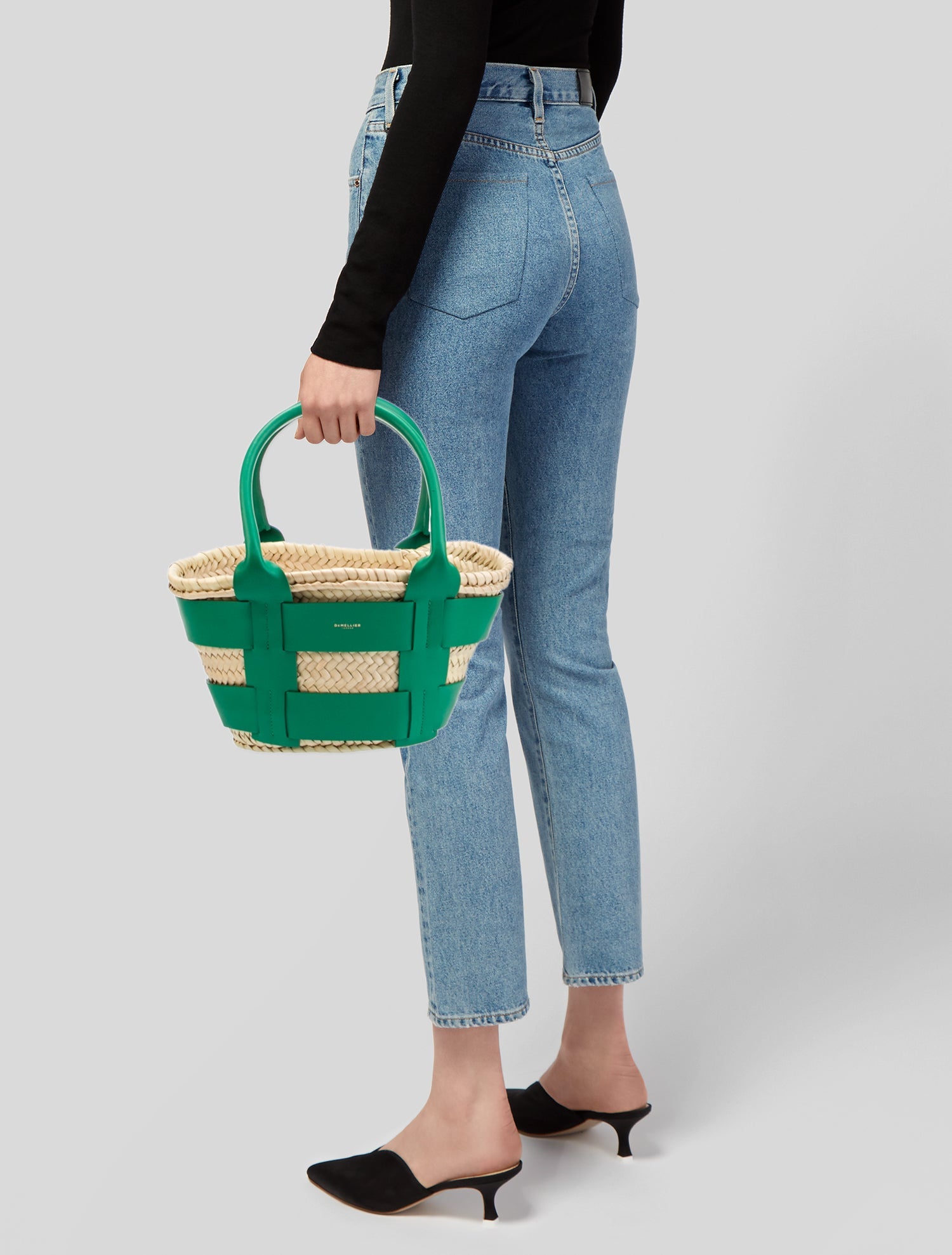DeMellier Straw Top Handle Bag