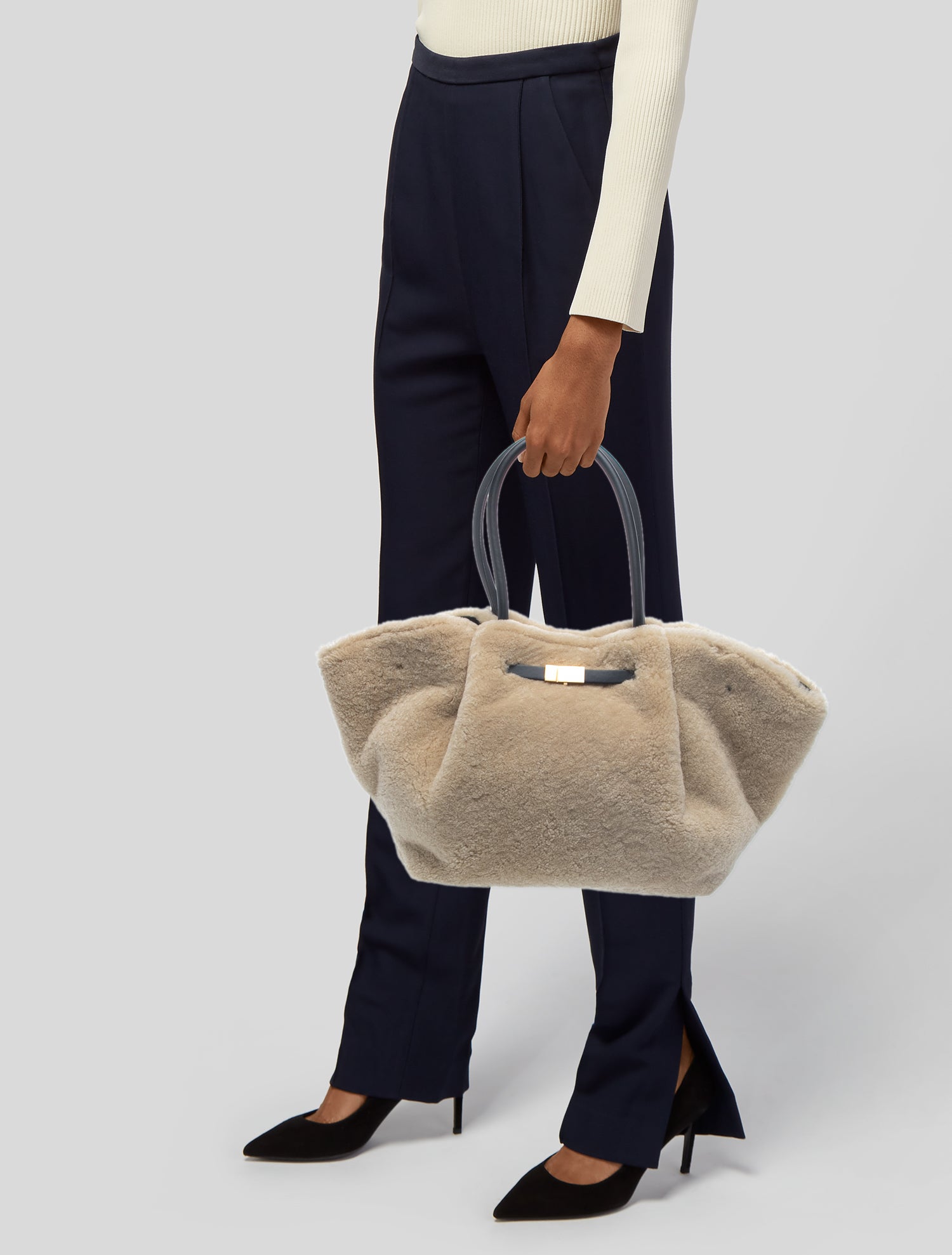 DeMellier Shearling Top Handle Bag