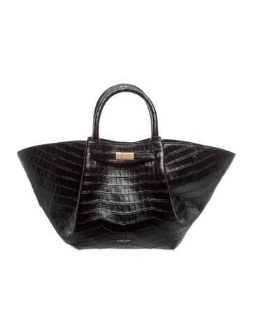 Pre-owned Demellier Embossed Leather Top Handle Bag In Black
