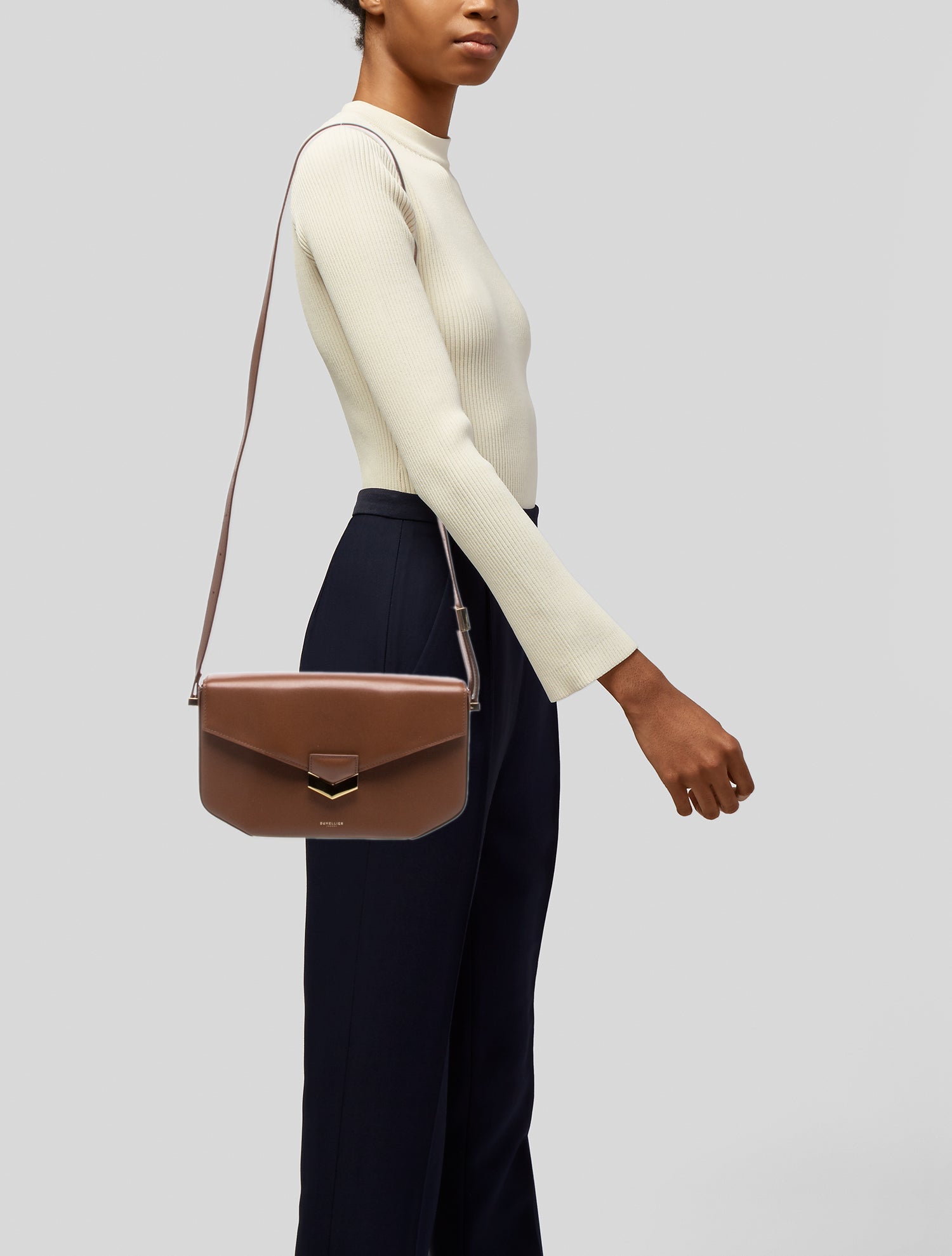 DeMellier Leather The Midi Hudson Medium - Brown Handle Bags