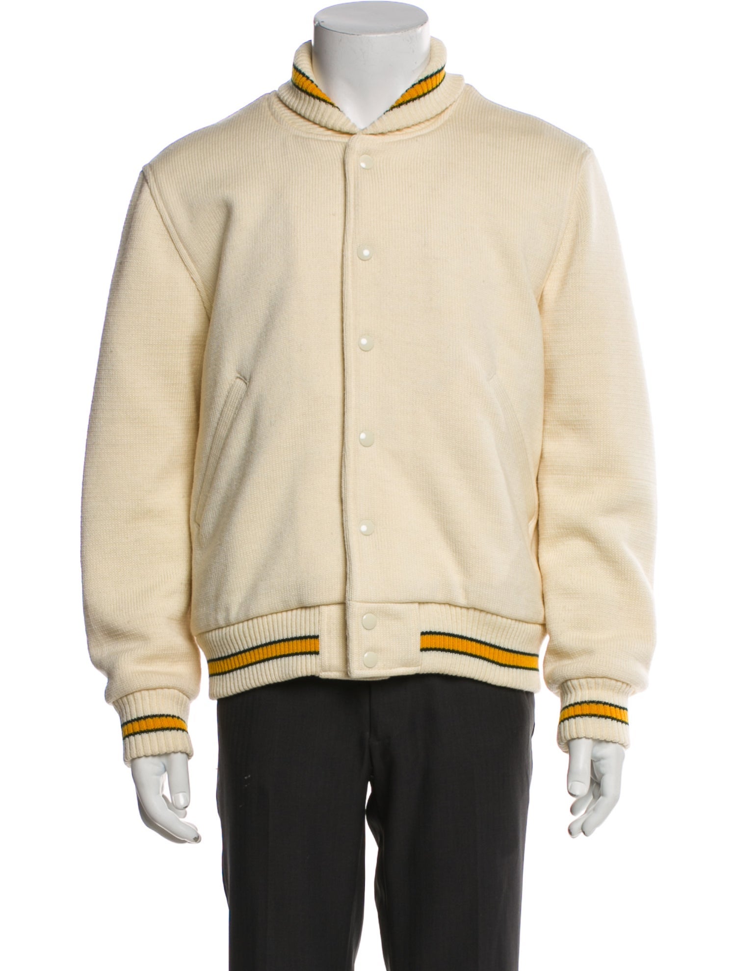 Dehen 1920 Wool Striped Bomber Jacket