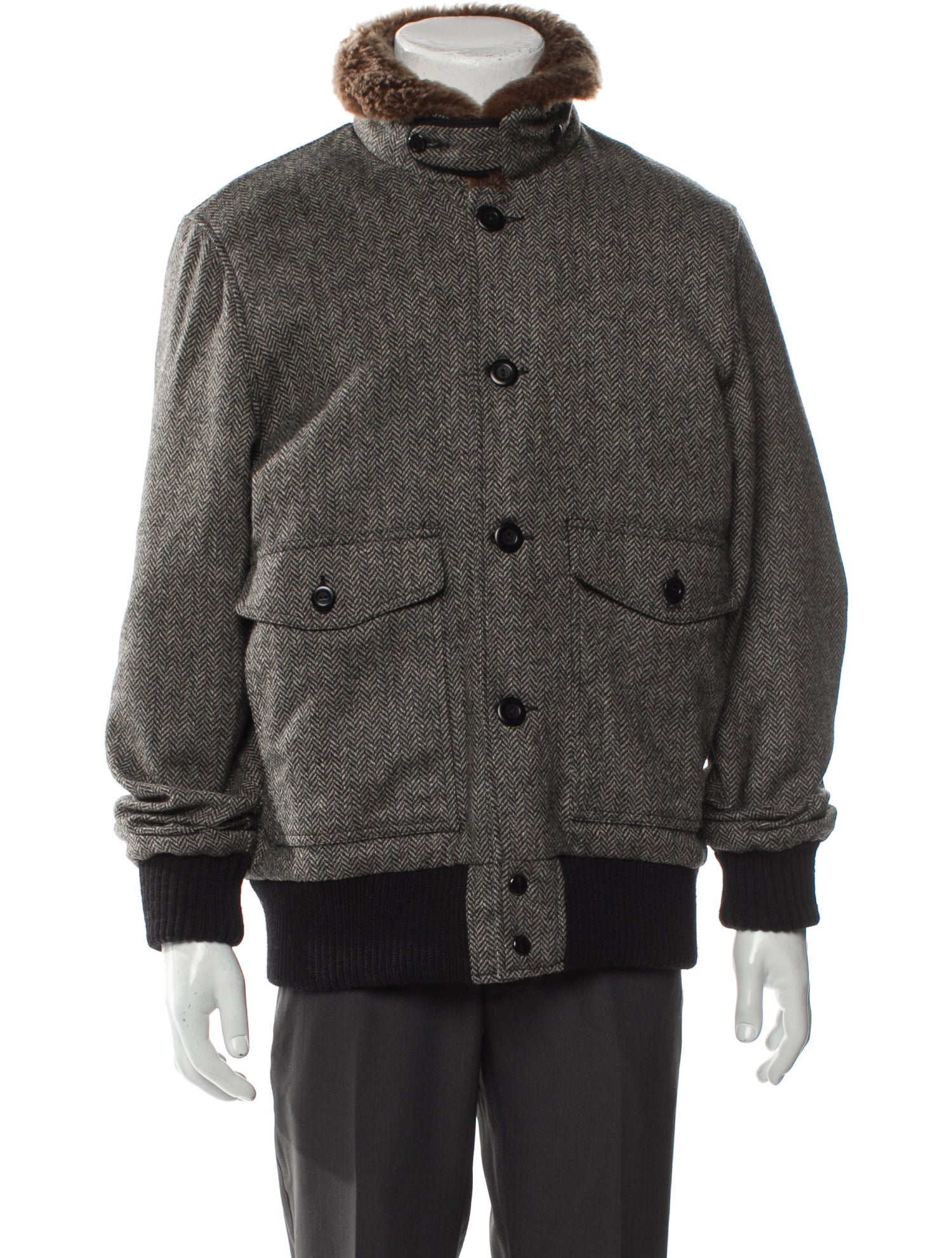 Dehen 1920 Wool Tweed Pattern Puffer Coat