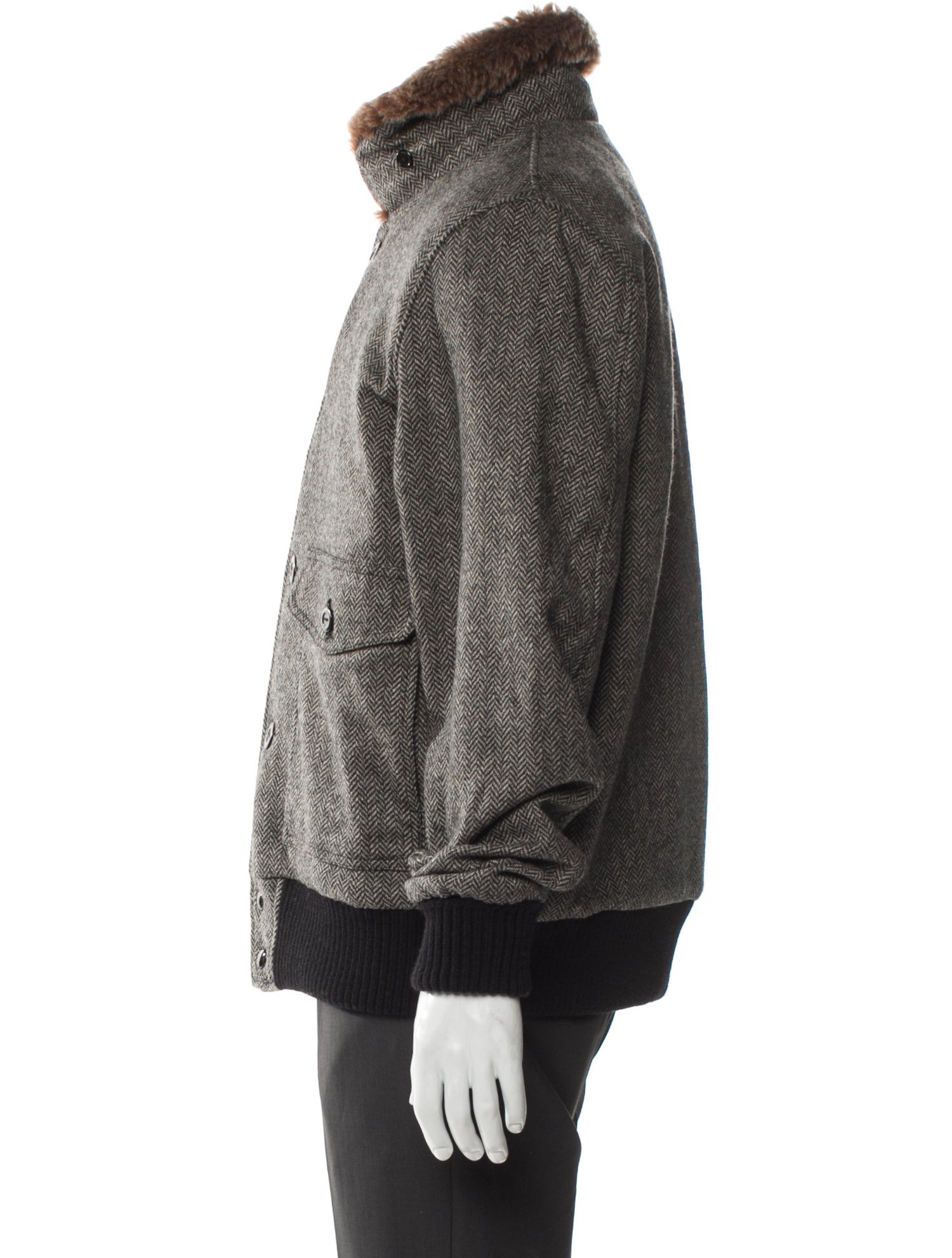 Dehen 1920 Wool Tweed Pattern Puffer Coat