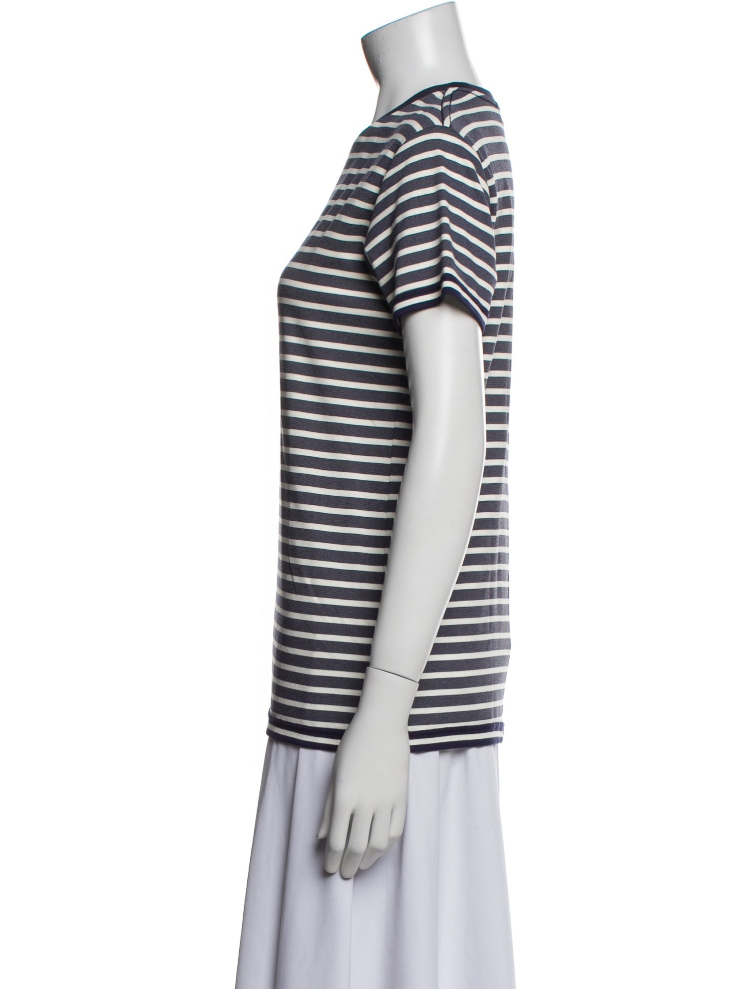 Victoria Beckham Denim Striped Crew Neck T-Shirt