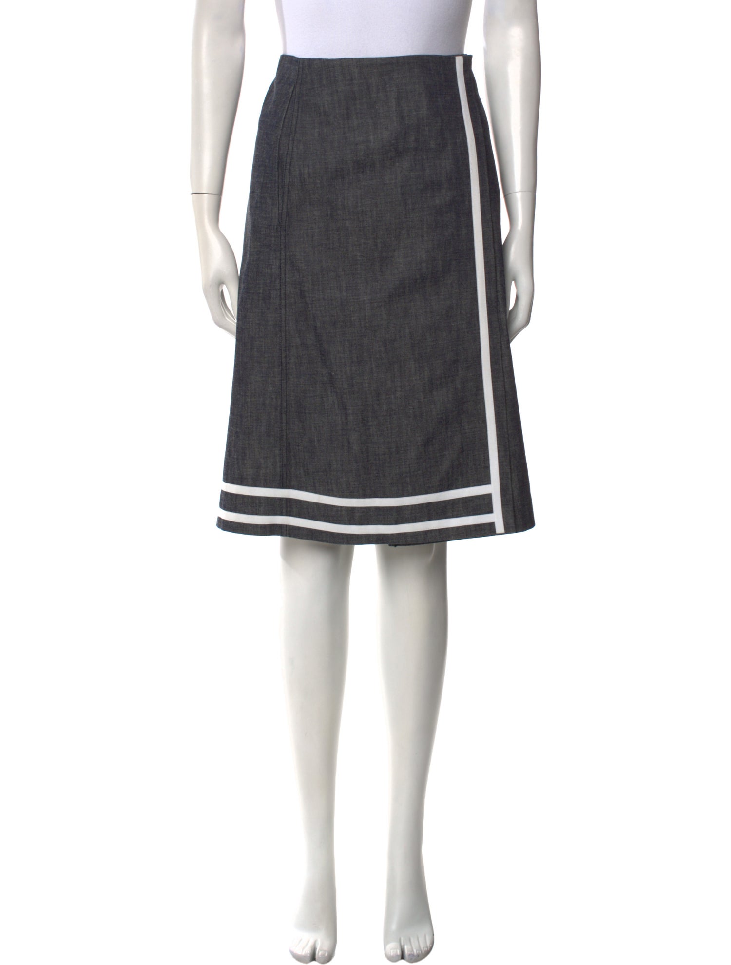 Victoria Beckham Denim Striped Knee-Length Skirt