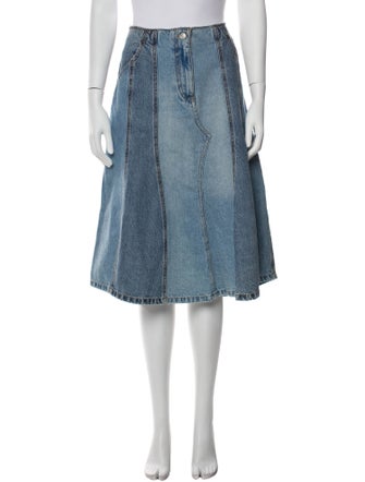 Victoria Beckham Denim Silk Knee-Length Skirt