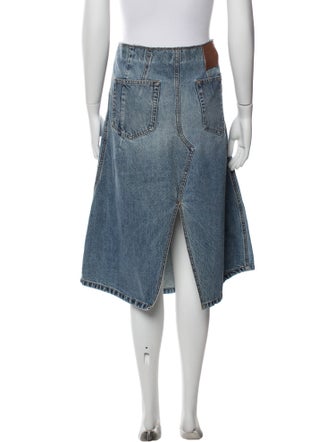 Victoria Beckham Denim Silk Knee-Length Skirt