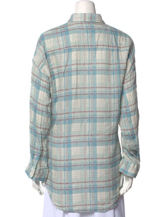 Denimist Plaid Print Long Sleeve Button-Up Top
