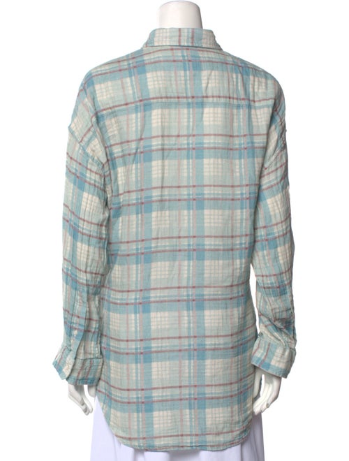 Denimist Plaid Print Long Sleeve Button-Up Top