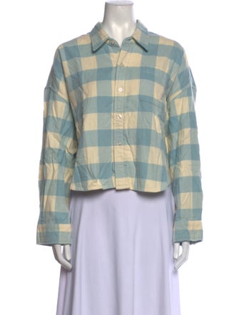 Denimist Plaid Print Long Sleeve Button-Up Top