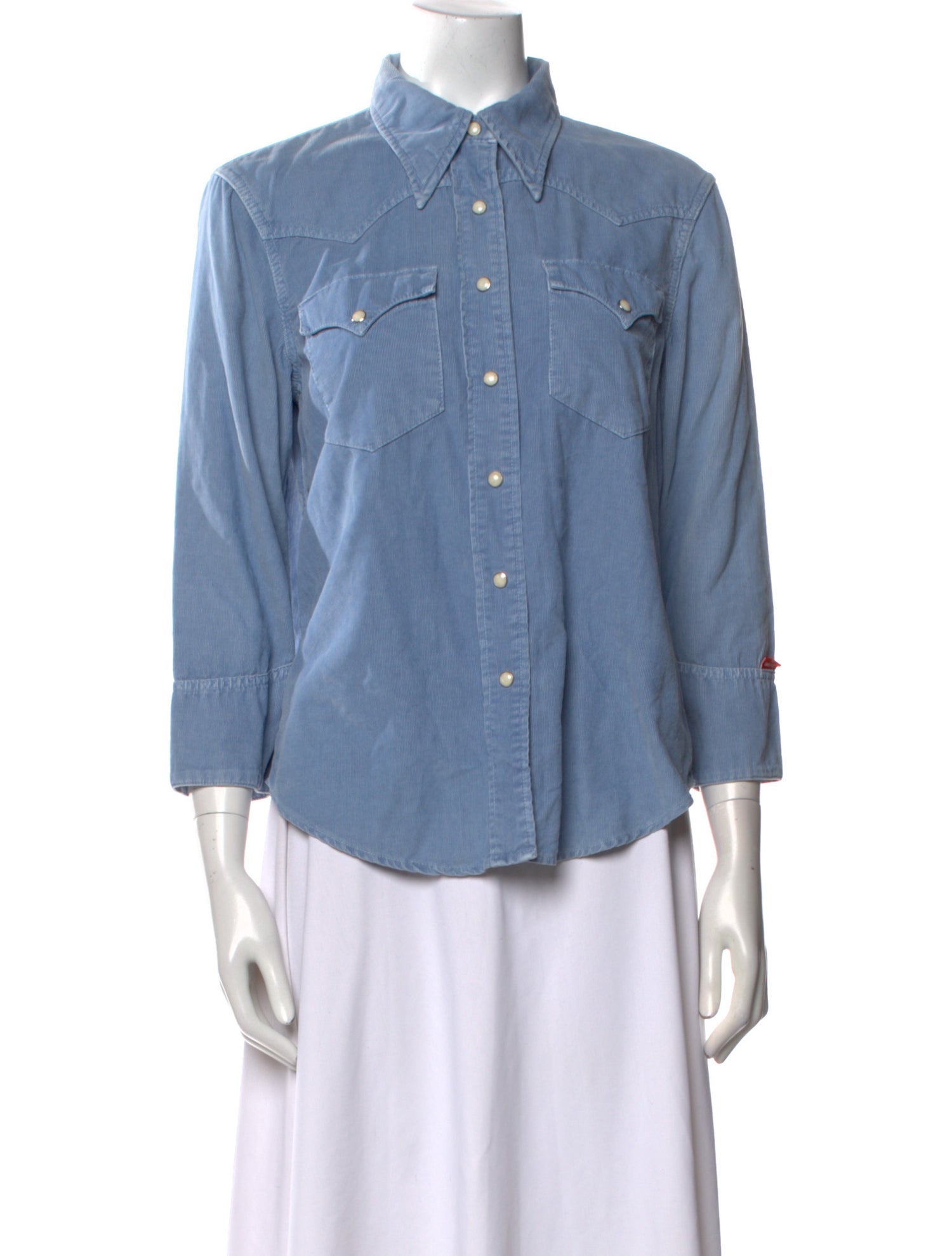 Denimist Three-Quarter Sleeve Button-Up Top