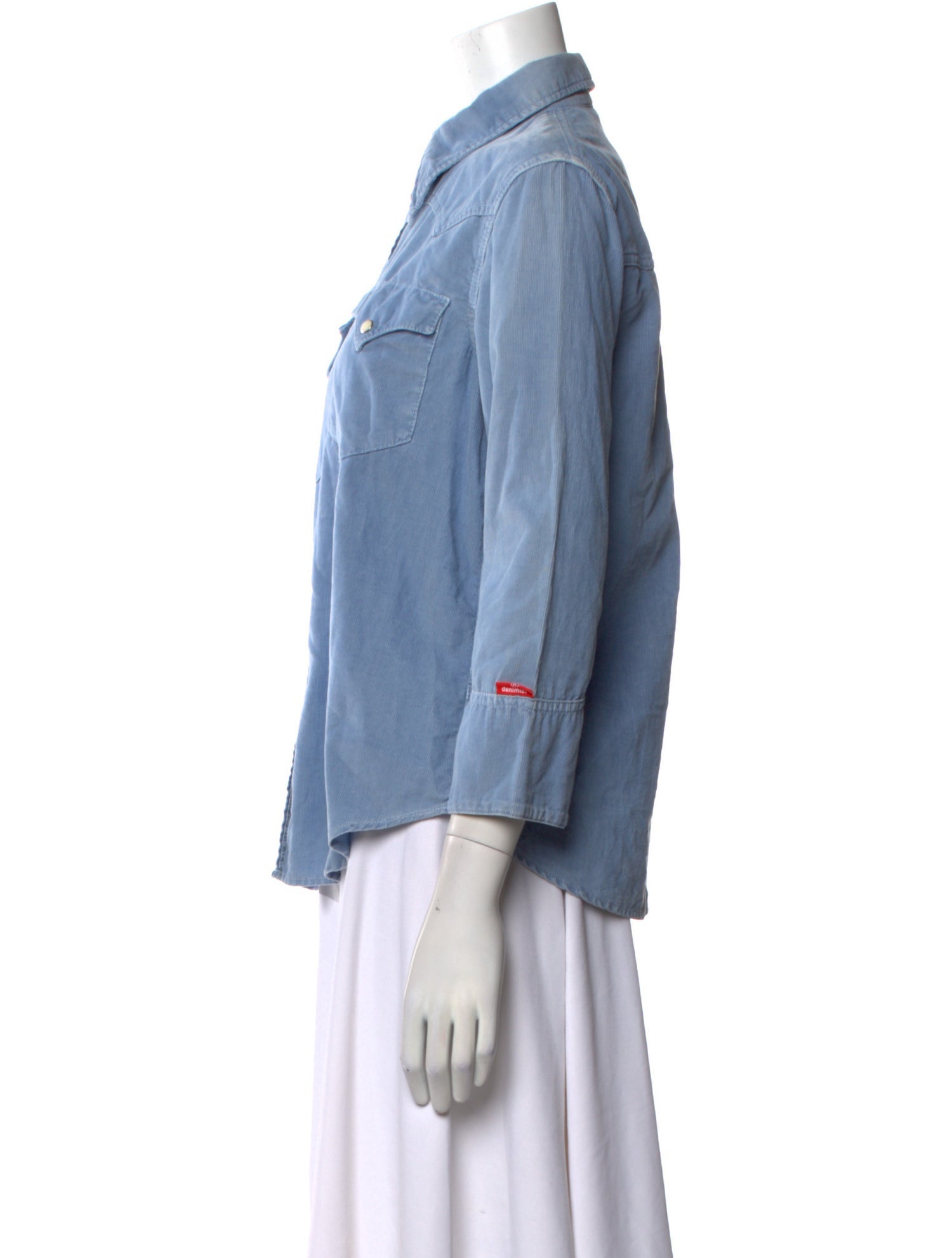 Denimist Three-Quarter Sleeve Button-Up Top