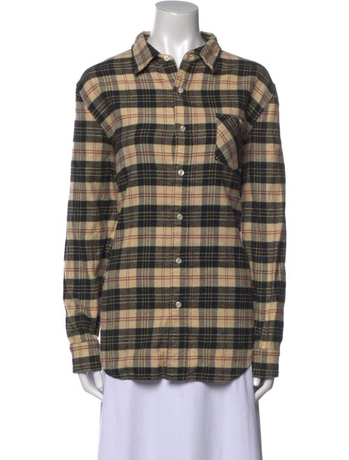 Denimist Plaid Print Long Sleeve Button-Up Top