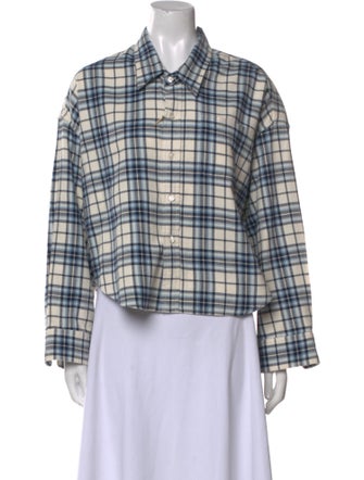 Denimist Plaid Print Long Sleeve Button-Up Top