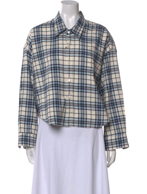 Denimist Plaid Print Long Sleeve Button-Up Top