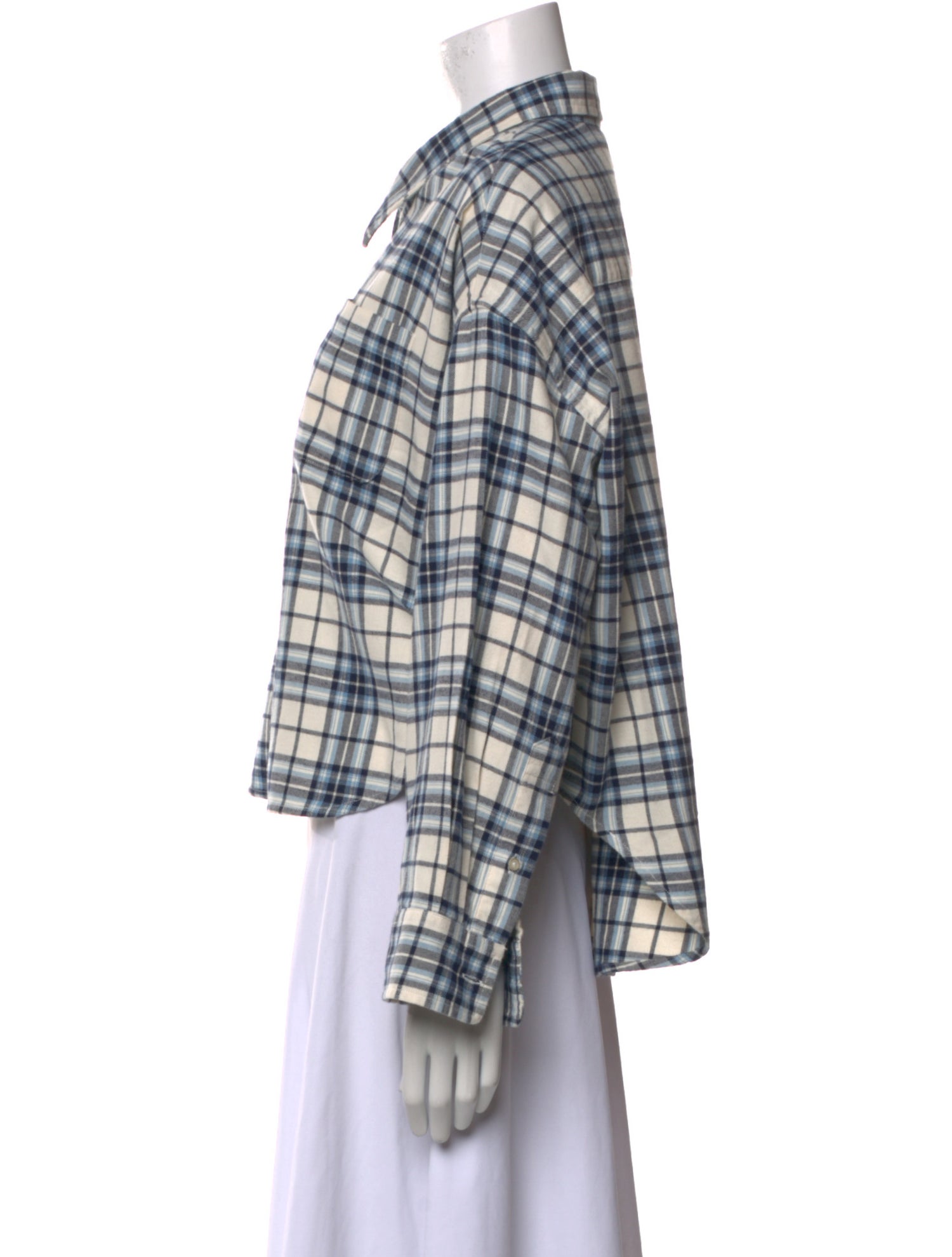 Denimist Plaid Print Long Sleeve Button-Up Top