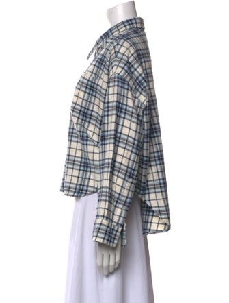 Denimist Plaid Print Long Sleeve Button-Up Top