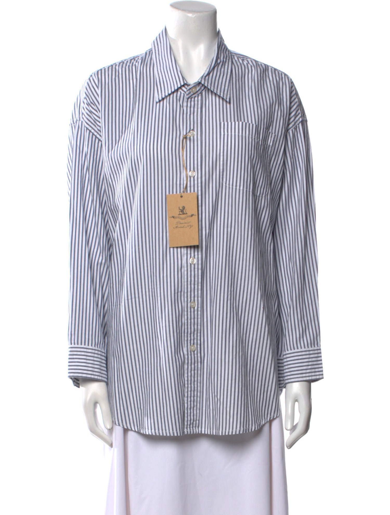 Denimist Striped Long Sleeve Button-Up Top w/ Tags