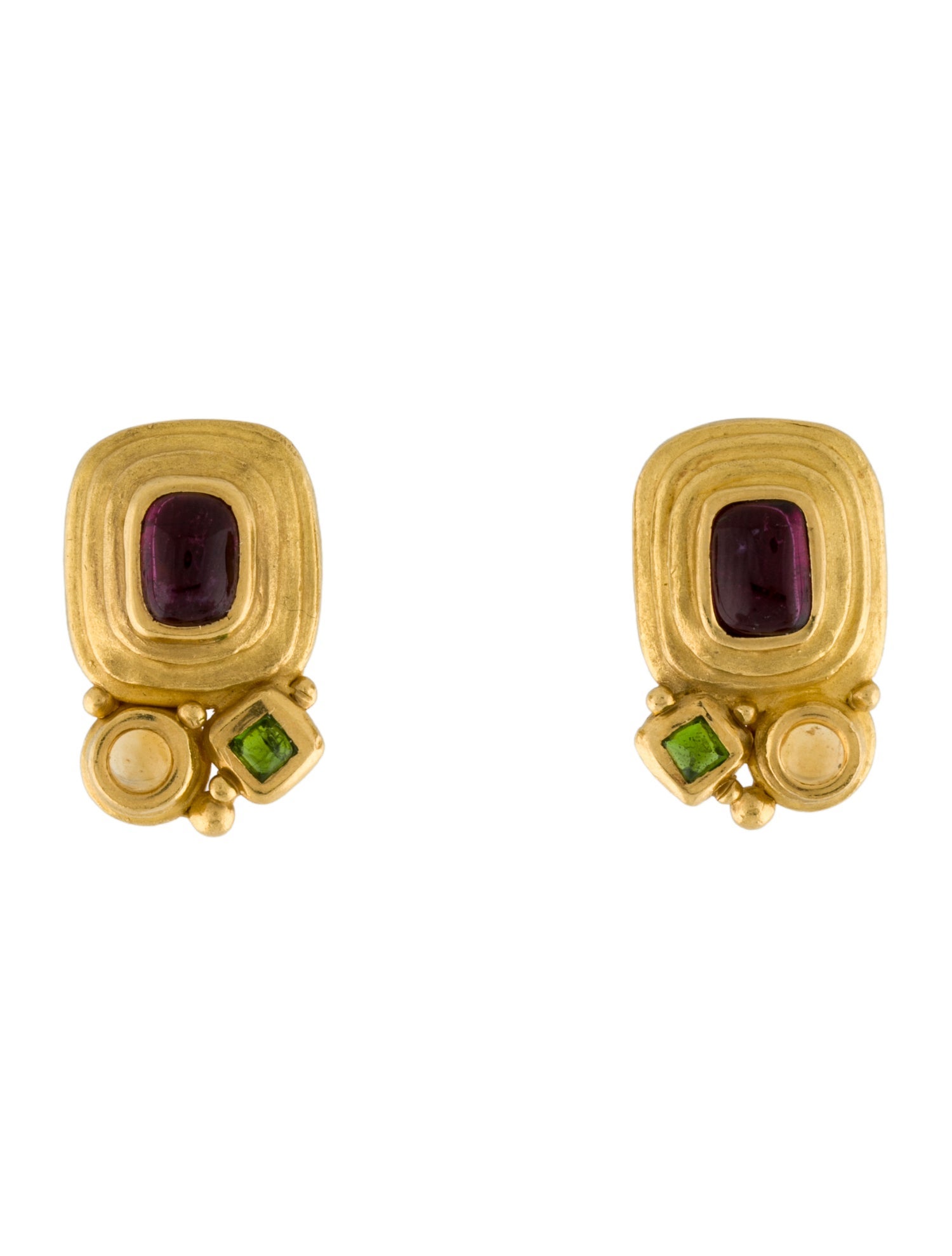 Denise Roberge 22K Citrine, Tourmaline & Diopside Clip-On Earrings