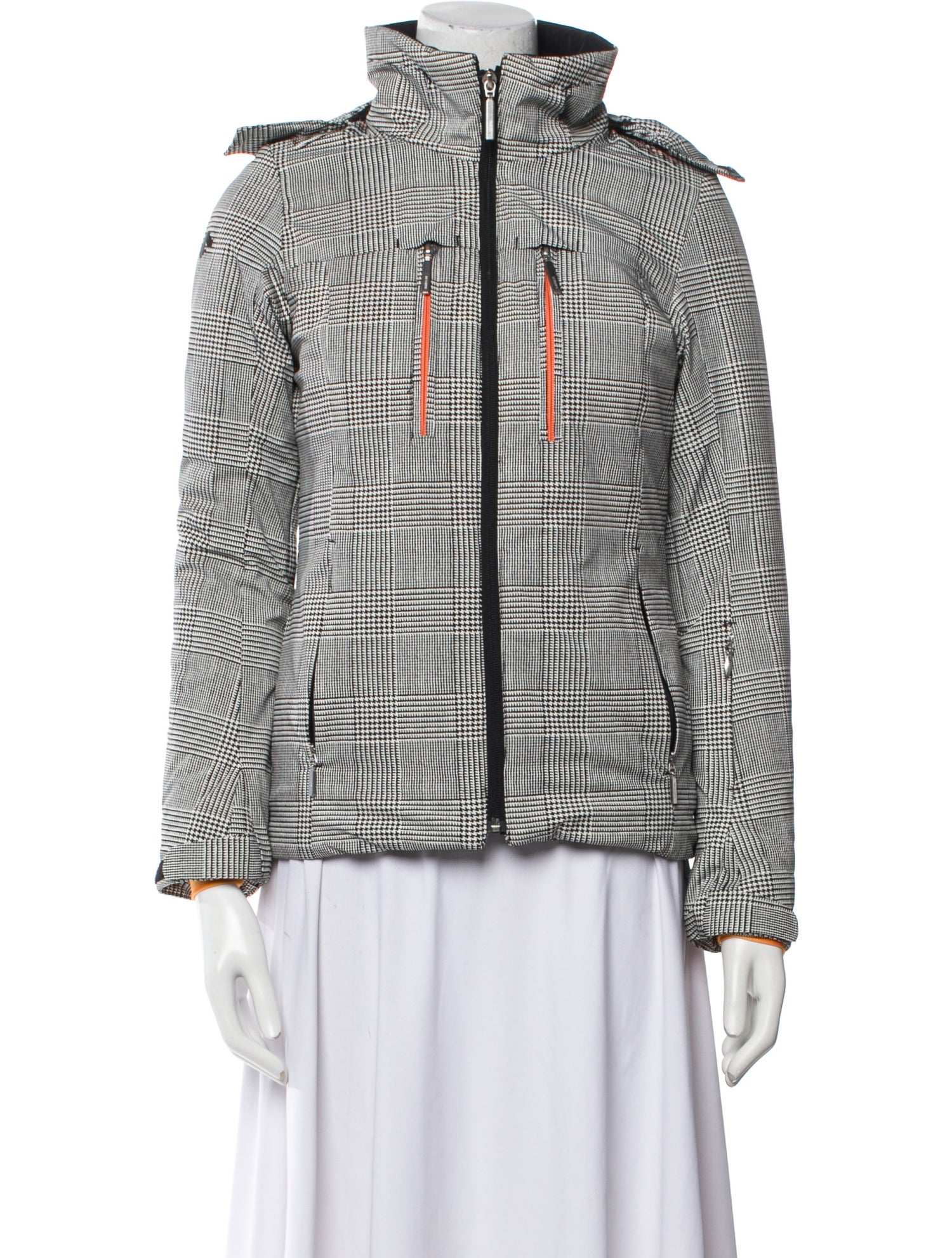 Descente Nylon Plaid Print Performance Jacket