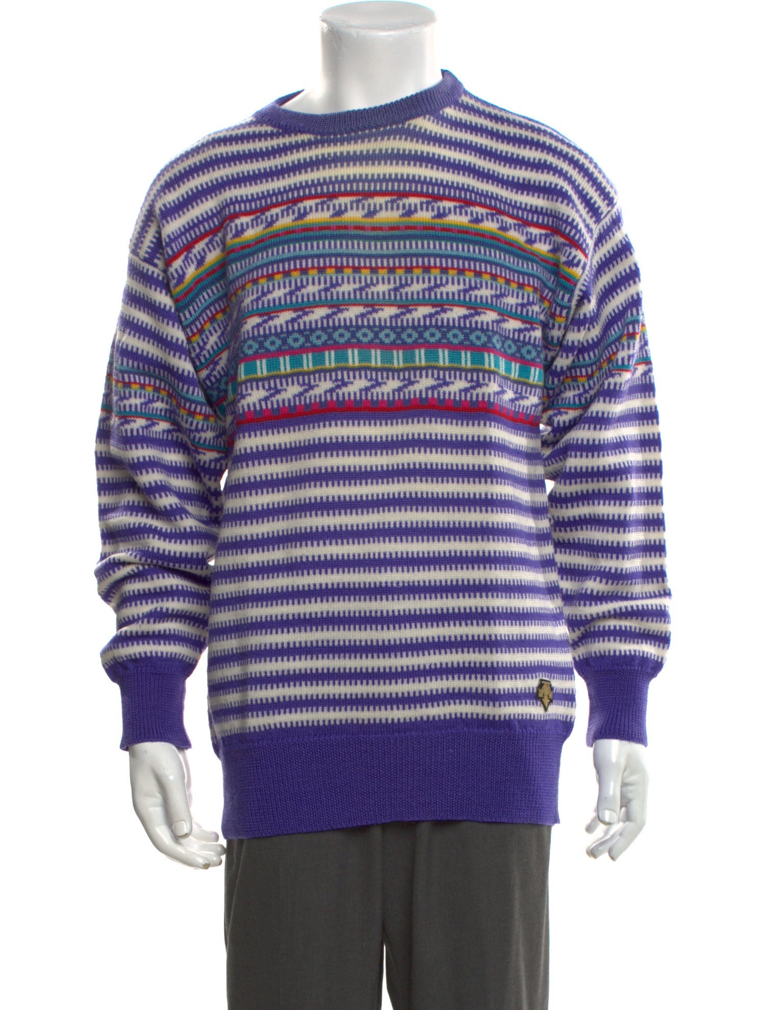 Descente Striped Crew Neck Pullover
