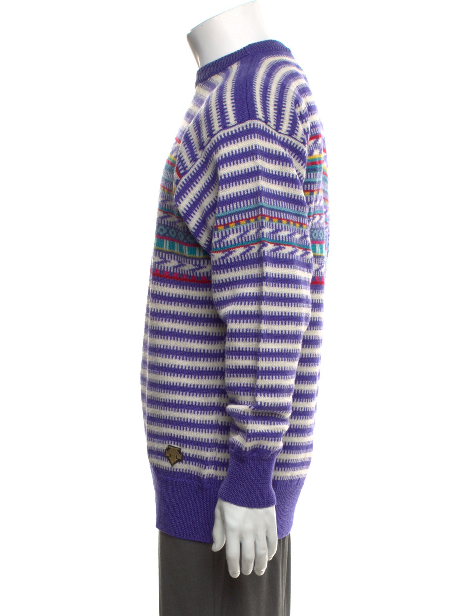 Descente Striped Crew Neck Pullover