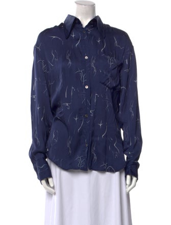 Deveaux Printed Long Sleeve Button-Up Top