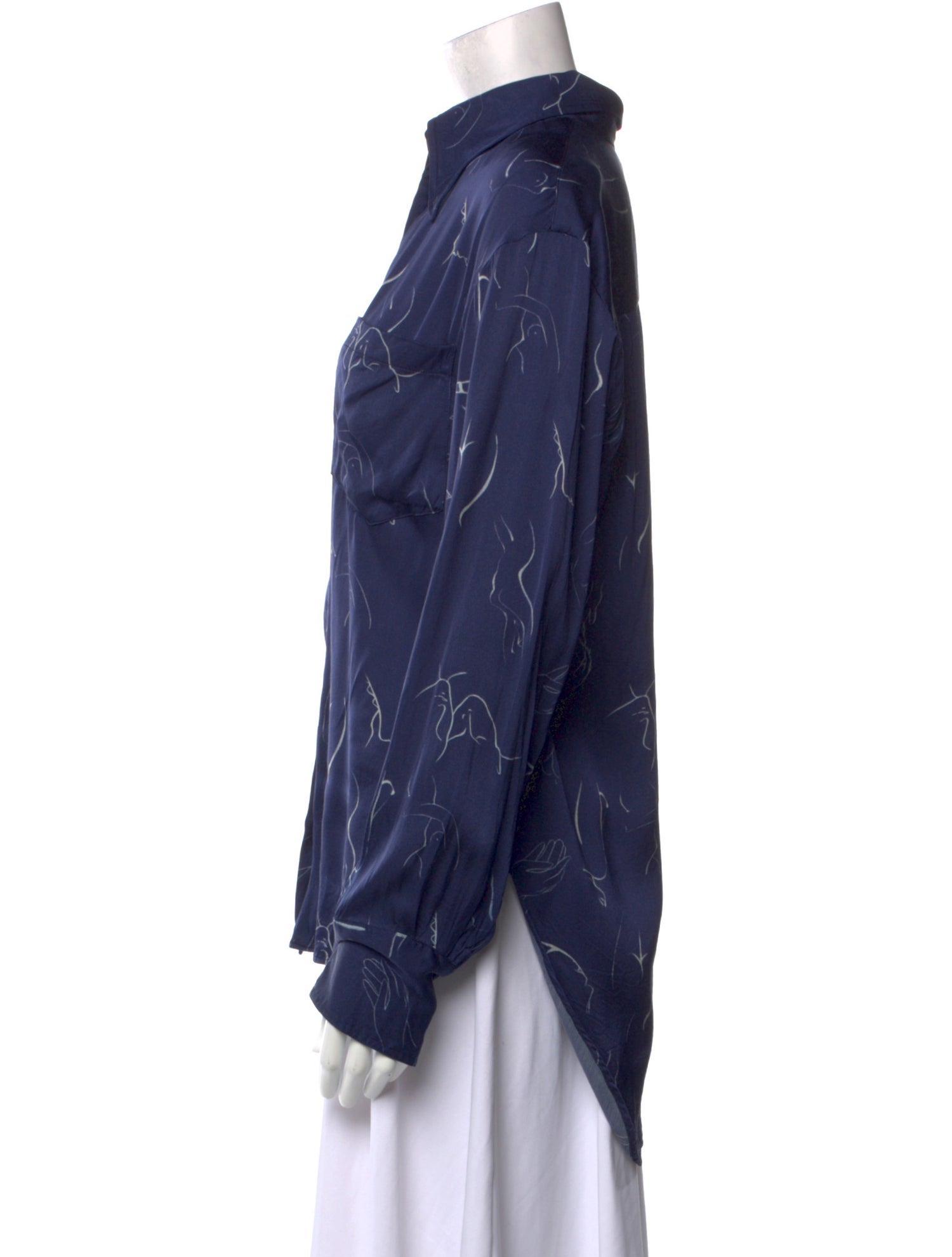 Deveaux Printed Long Sleeve Button-Up Top