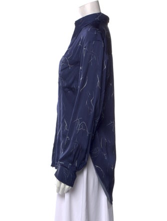 Deveaux Printed Long Sleeve Button-Up Top