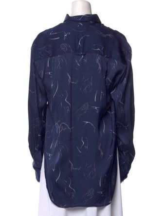Deveaux Printed Long Sleeve Button-Up Top