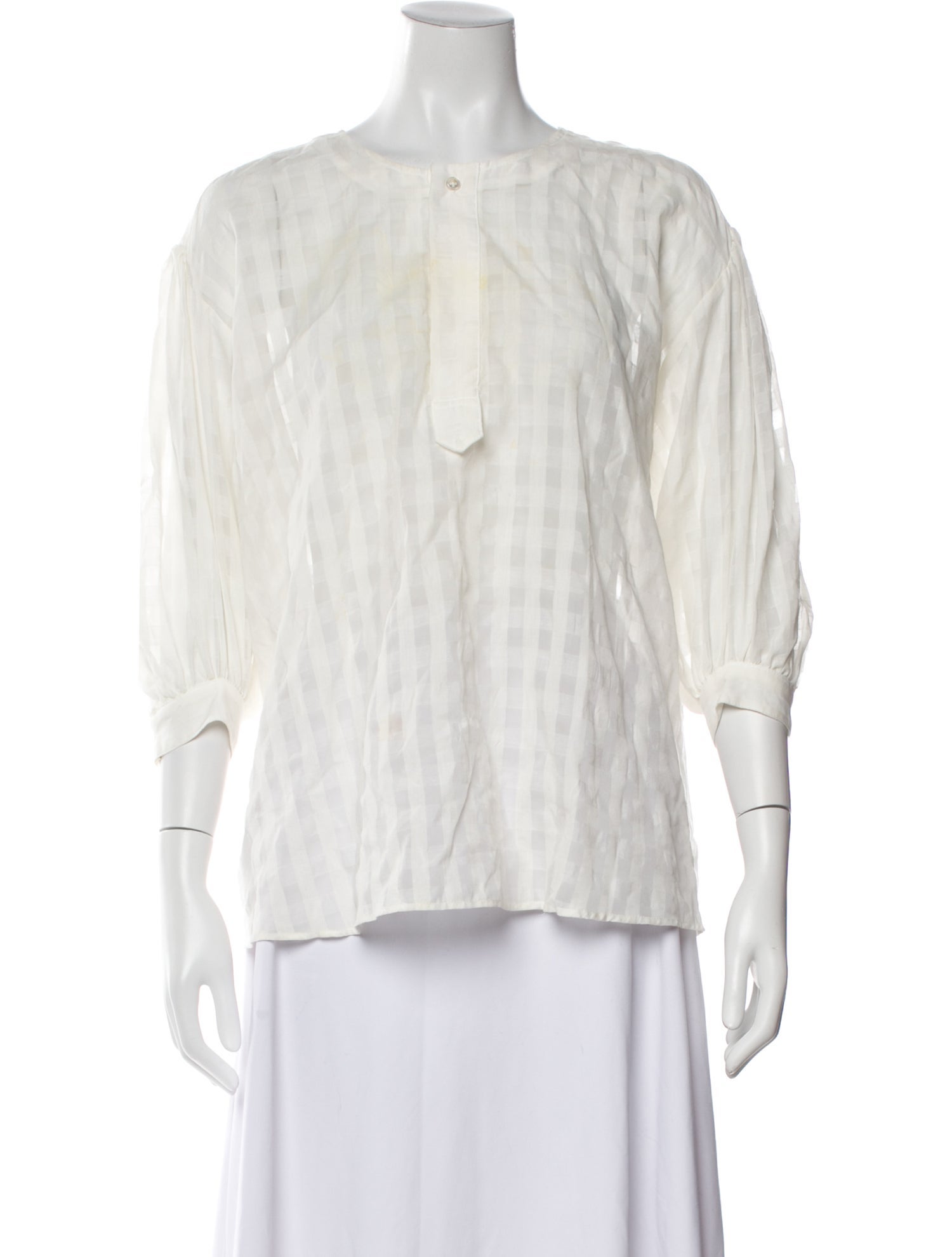 Deveaux Bateau Neckline Three-Quarter Sleeve Blouse